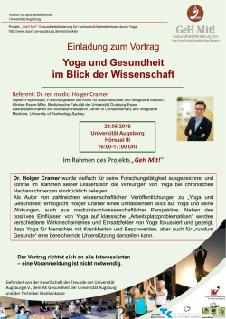"Yoga im Blick der Wissenschaft" (Dr. Holger Cramer)