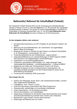 Referentin/ Referent für Schulfußball (Teilzeit)