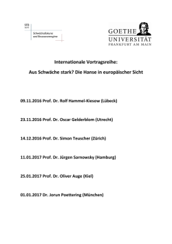 Internationale Vortragsreihe: Aus Schw&auml;che stark? Die Hanse in