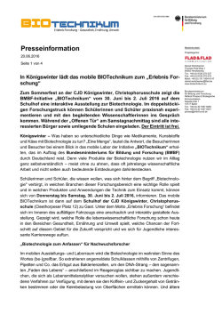 In K&ouml;nigswinter l&auml;dt das mobile BIOTechnikum zum