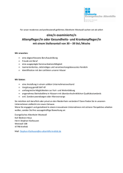 eine/n examinierte/n Altenpfleger/in oder Gesundheits