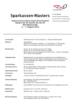 Sparkassen-Masters - Tennis Region Weserbergland
