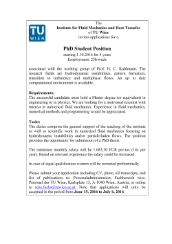 PhD Student Position - Institute of Fluid Mechanics and Heat Transfer