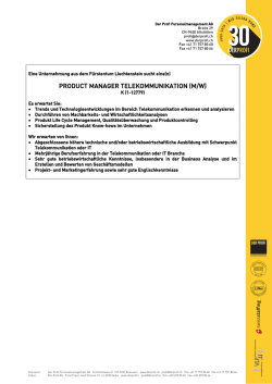 PRODUCT MANAGER TELEKOMMUNIKATION (M/W)