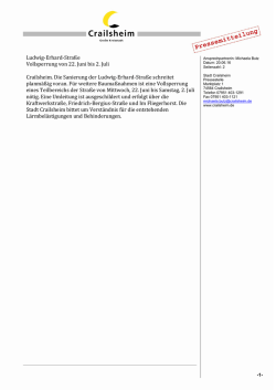 Infos zur Sperrung der Ludwig-Erhard-Stra&szlig;e