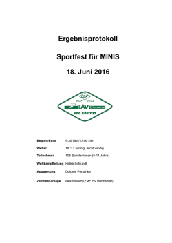 Ergebnisprotokoll Sportfest für MINIS 18. Juni 2016