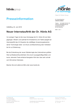 Presseinformation - Dr. Hoenle UV