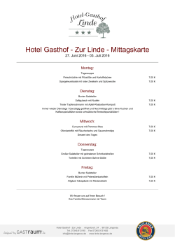 Mittagskarte - im Hotel-Gasthaus Linde in Langenau!