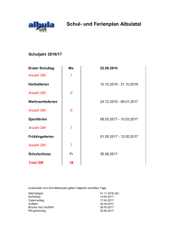 Schul- und Ferienplan Albulatal 2016/17