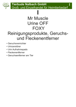 I Mr Muscle Urine off, foxy.cdr - Tierbude Nalbach, Großhandel für