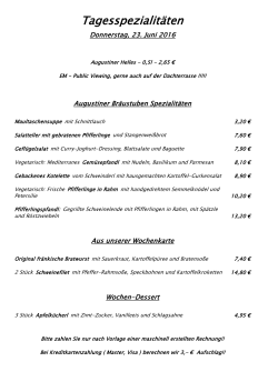kommen Sie zur Tageskarte