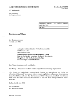 Dringliche Beschlussempfehlung