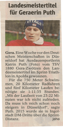 Presse, 22.06.2016 - TSV 1880 Gera