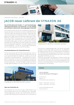 JACOB neuer Lieferant der SYNAXON AG
