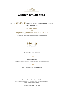 Dinner am Montag Menü Salzburg