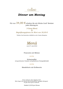 Dinner am Montag Men&uuml; Salzburg