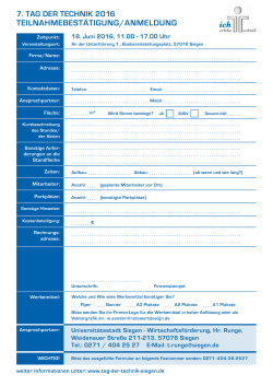 anmeldebogen 2016 - Tag der Technik in Siegen