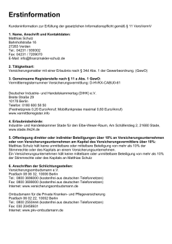 Erstinformation - Versicherungsmakler Dipl. Kfm. Matthias Schulz