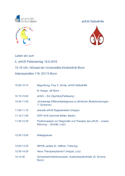 aHUS Patiententag Bonn - Kindernephrologie Bonn