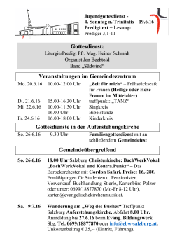 Veranstaltungen ab 19.6.2016 - Evangelische Gemeinde Salzburg