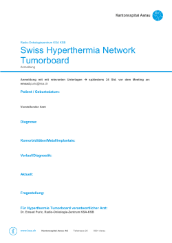 Swiss Hyperthermia Network Tumorboard