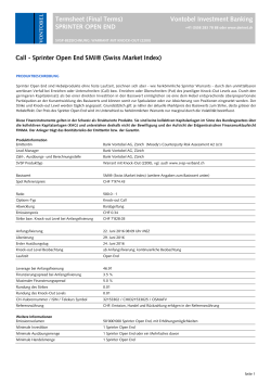 Sprinter Open End SMI® (Swiss Market Index)