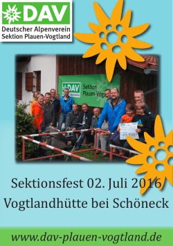 Sektionsfest 02. Juli 2016 Vogtlandhütte bei Schöneck