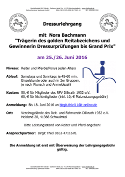 Dressurlehrgang Juni 2016 - Reit
