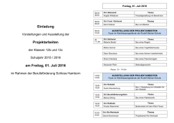 Einladung Projektarbeiten am Freitag, 01. Juli 2016