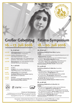 Gro&szlig;er Gebetstag 16. &ndash; 17. Juli 2016 Fatima