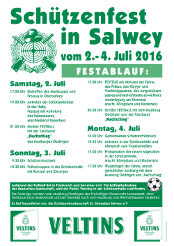 Schützenfest Festablauf 2016 - Schützenbruderschaft | St. Sebastian