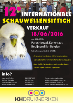 INTERNATIONALE SCHAUWELLENSITTICH 18/06/2016