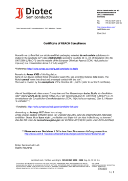 Certificate of REACH Compliance