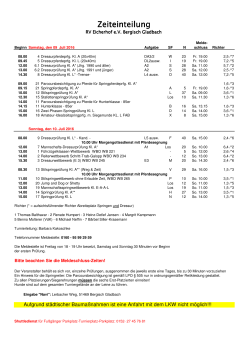 Zeiteinteilung 2016 - RV Eicherhof eV Bergisch Gladbach