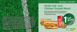 Gratis-Sub* zum Chicken Teriyaki Men&uuml;