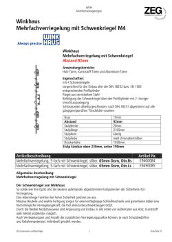 Winkhaus Mehrfachverriegelung mit Schwenkriegel M4