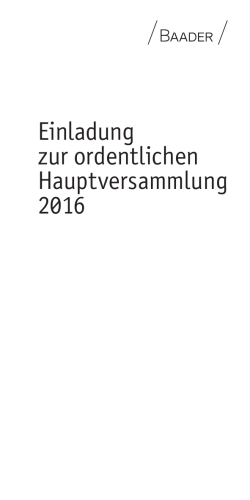Einladung zur Hauptversammlung 2016