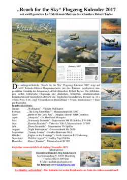 Reach for the Sky Flugzeug Kalender 2017
