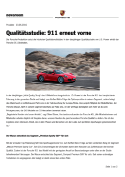 Qualitätsstudie: Porsche 911 erneut vorne