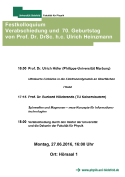 Festkolloquium Verabschiedung und 70. Geburtstag von Prof. Dr