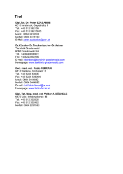 Dipl.Tzt. Dr. Peter SZABADOS 6010 Innsbruck, Geyrstra&szlig;e 1 Tel.: +