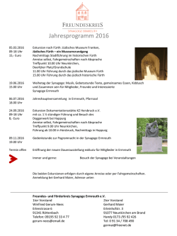 Jahresprogramm 2016 - Synagoge und j&uuml;disches Museum Ermreuth