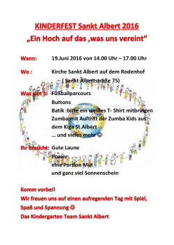 19.Juni 2016 von 14.00 Uhr – 17.00 Uhr Kirche Sankt Albert auf