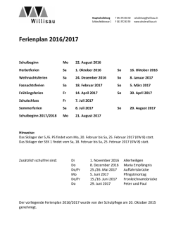 Ferienplan 2016/2017