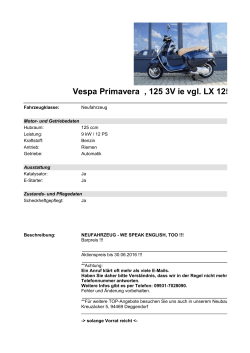 Detailansicht Vespa Primavera €,€125 3V ie vgl. LX 125