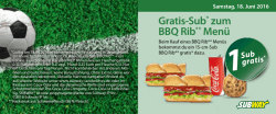 Gratis-Sub* zum BBQ Rib** Men&uuml;