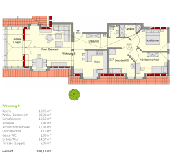 Wohnung 8 Küche 13,76 m² Wohn- Essbereich - Ohne