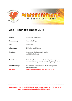 Velo – Tour mit Brätlen 2016 - fwv