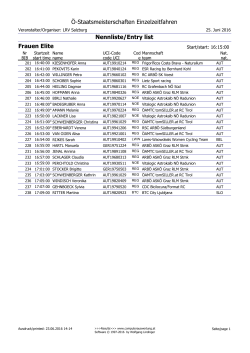 Nennliste/Entry list Ö-Staatsmeisterschaften Einzelzeitfahren Frauen