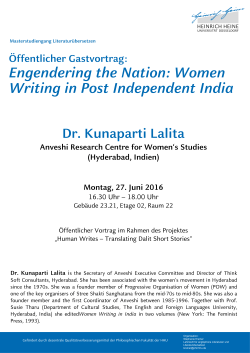 Montag, 27. Juni 2016 - Literaturforum Indien eV